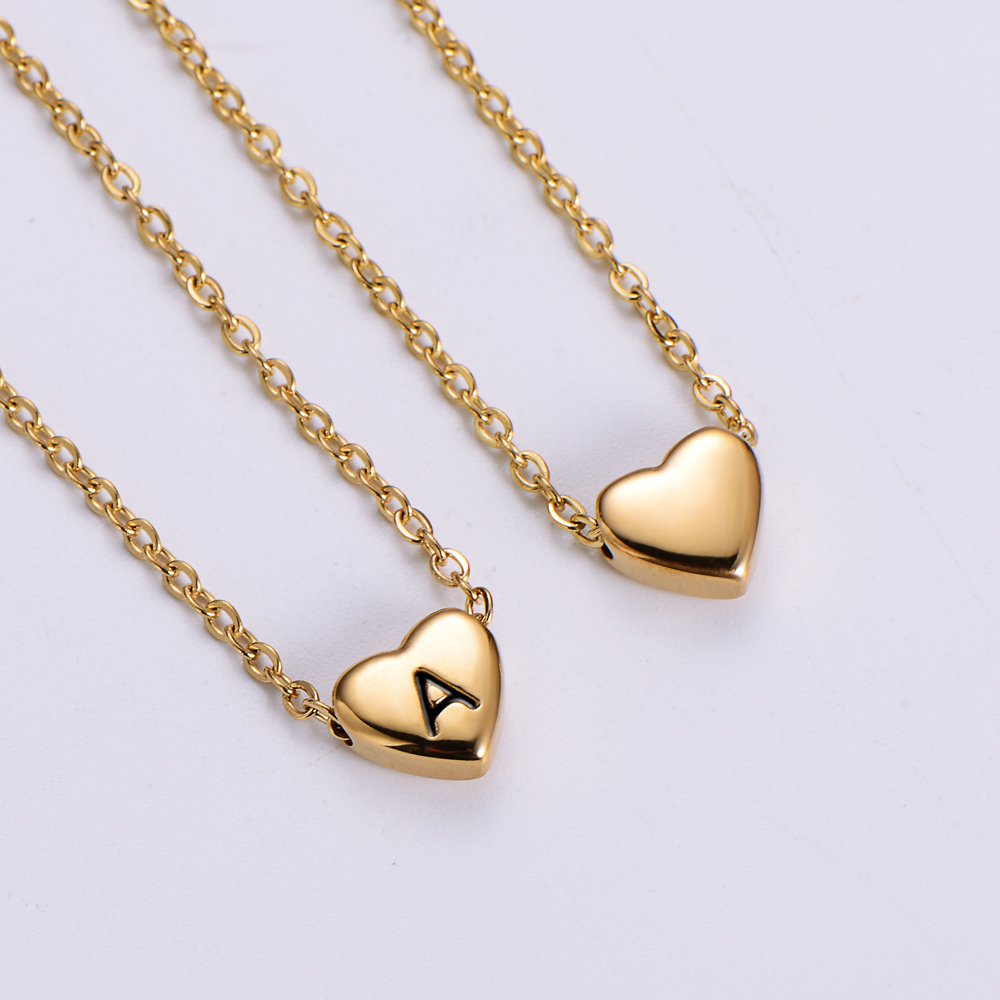 Sweet Letter Heart Shape Stainless Steel Gold Plated Pendant Necklace 1 Piece display picture 5