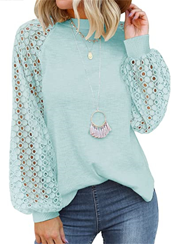 Women's Blouse Long Sleeve Blouses Lace Fashion Solid Color display picture 11