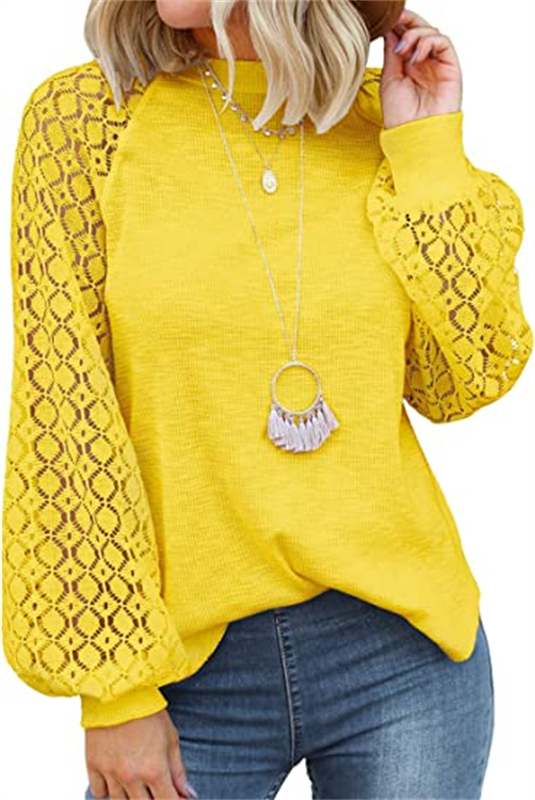 Women's Blouse Long Sleeve Blouses Lace Fashion Solid Color display picture 15