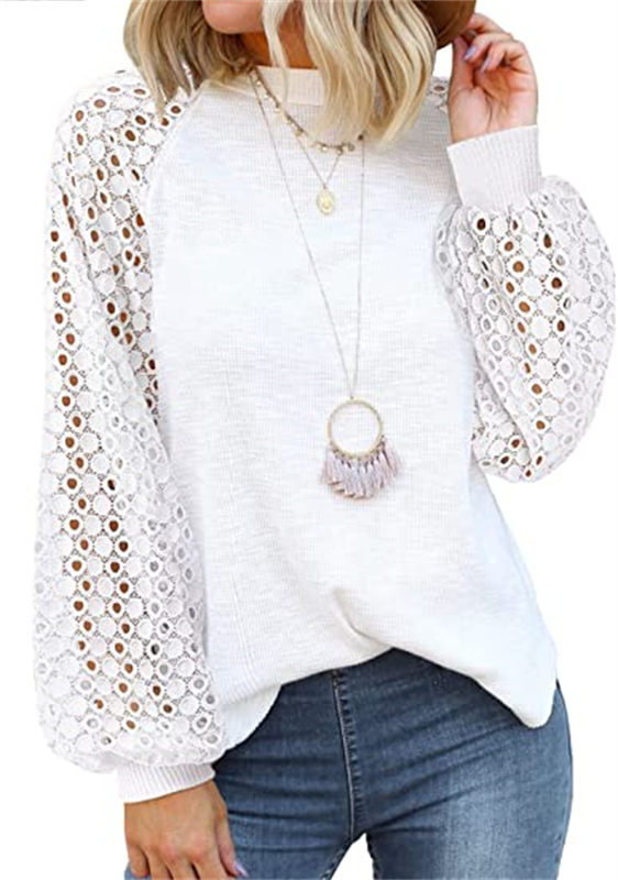 Women's Blouse Long Sleeve Blouses Lace Fashion Solid Color display picture 23