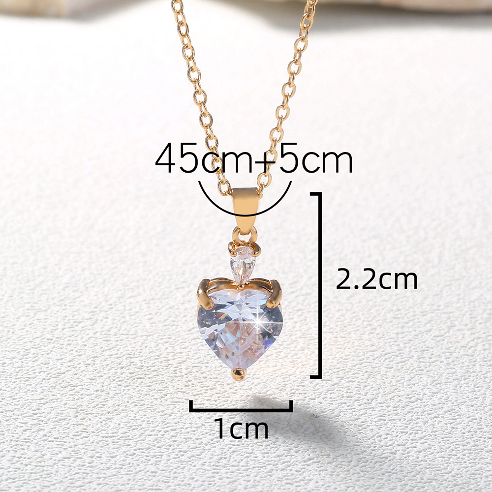 Simple Style Water Droplets Heart Shape Copper Inlay Zircon Pendant Necklace 1 Piece display picture 6