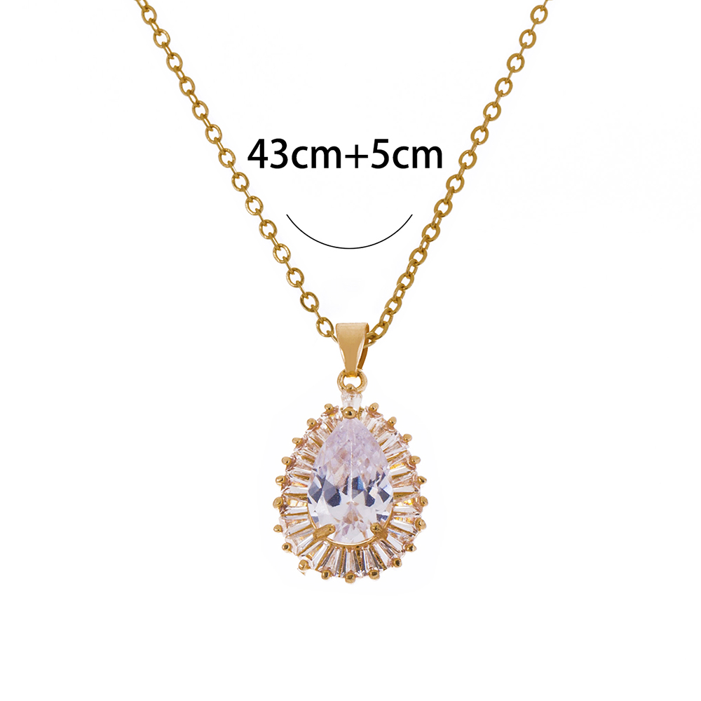 Simple Style Water Droplets Heart Shape Copper Inlay Zircon Pendant Necklace 1 Piece display picture 7