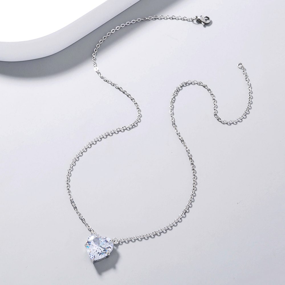 Einfacher Stil Wassertropfen Herzform Kupfer Inlay Zirkon Halskette Mit Anhänger 1 Stück display picture 17