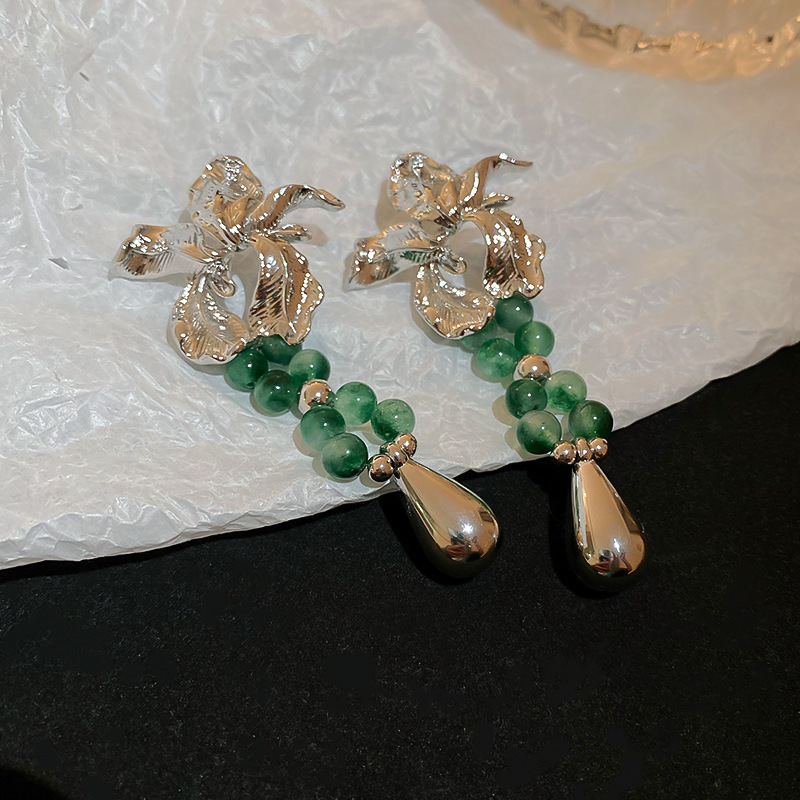 Fashion Flower Copper Beaded Drop Earrings 1 Pair display picture 5