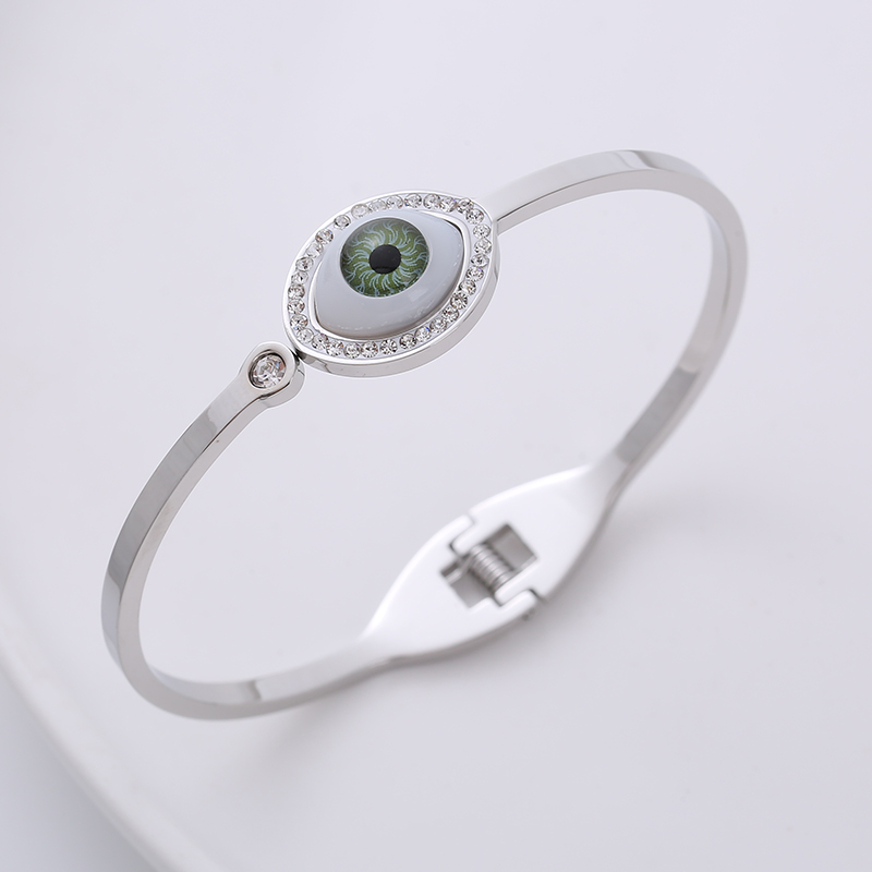 Fashion Devil's Eye Stainless Steel Plating Opal Bangle 1 Piece display picture 1