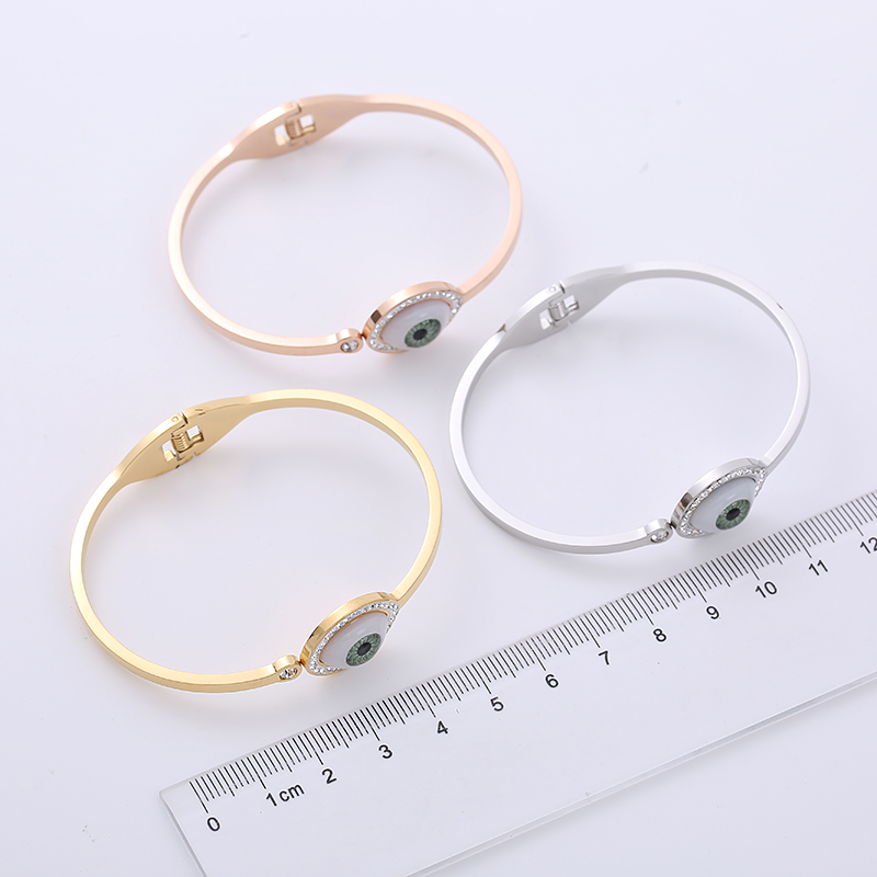Fashion Devil's Eye Stainless Steel Plating Opal Bangle 1 Piece display picture 3