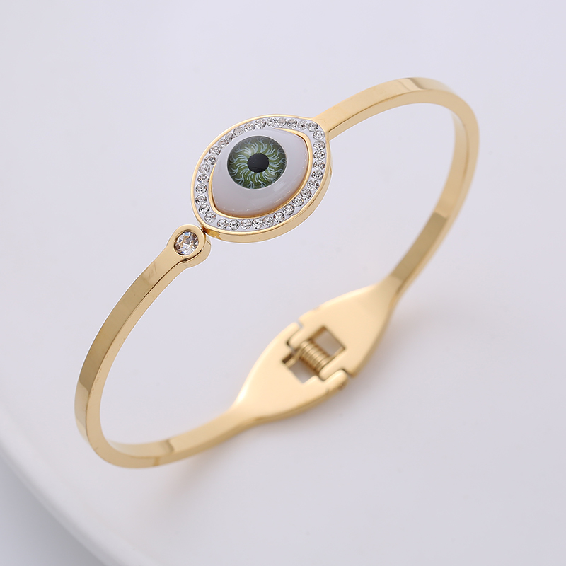 Fashion Devil's Eye Stainless Steel Plating Opal Bangle 1 Piece display picture 5