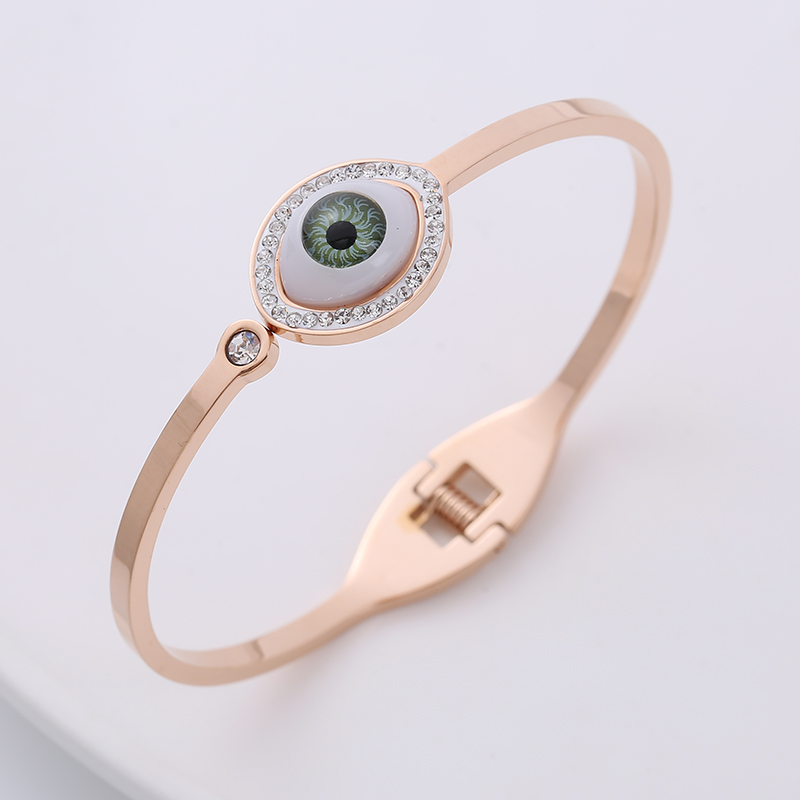 Fashion Devil's Eye Stainless Steel Plating Opal Bangle 1 Piece display picture 6