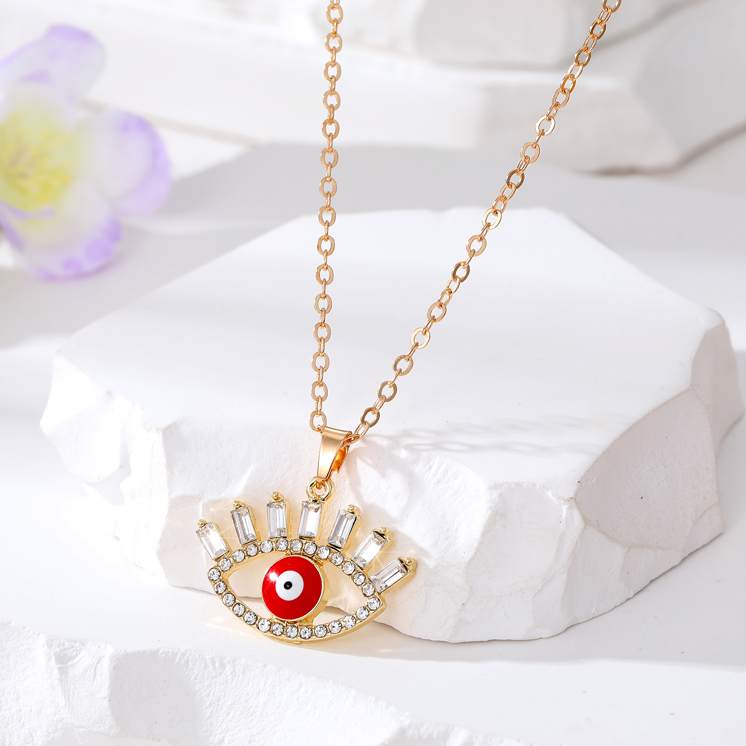Fashion Devil's Eye Alloy Plating Artificial Diamond Zircon Women's Pendant Necklace display picture 1