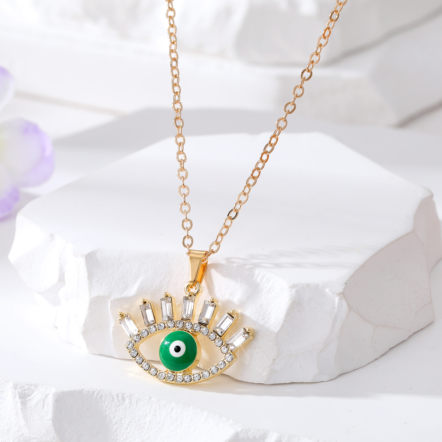 Fashion Devil's Eye Alloy Plating Artificial Diamond Zircon Women's Pendant Necklace display picture 2