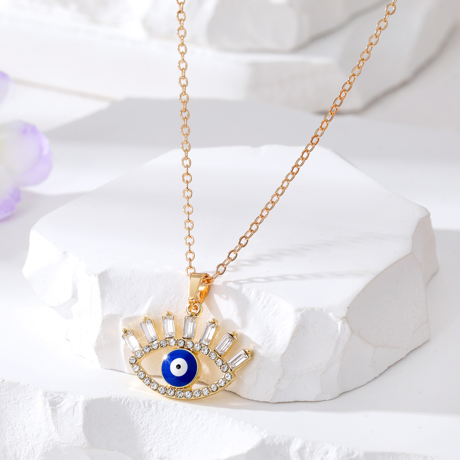Fashion Devil's Eye Alloy Plating Artificial Diamond Zircon Women's Pendant Necklace display picture 8