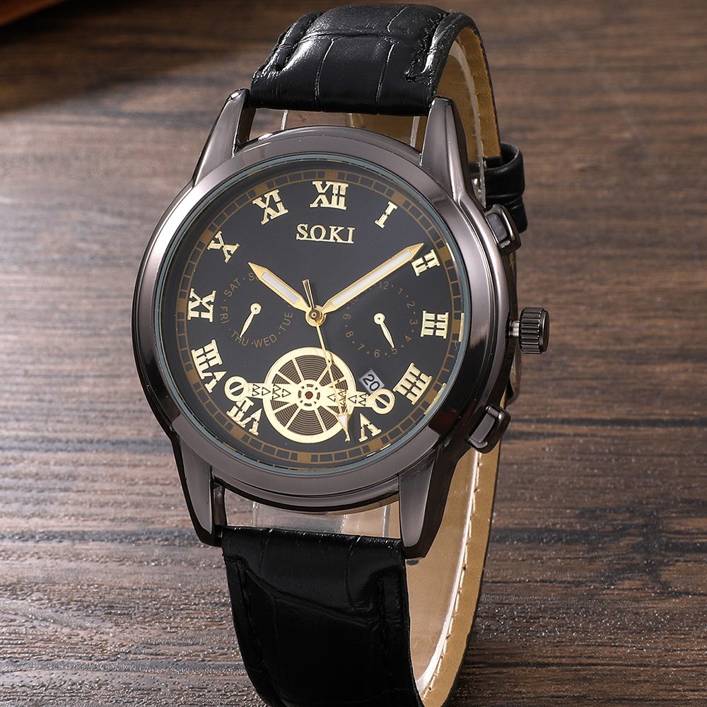 Fashion Round Buckle Quartz Men's Watches display picture 3