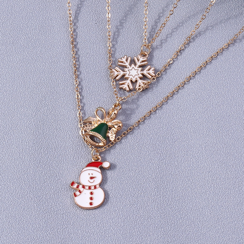 Cute Christmas Tree Santa Claus Elk Alloy Enamel Women's Pendant Necklace 3 Pieces display picture 6