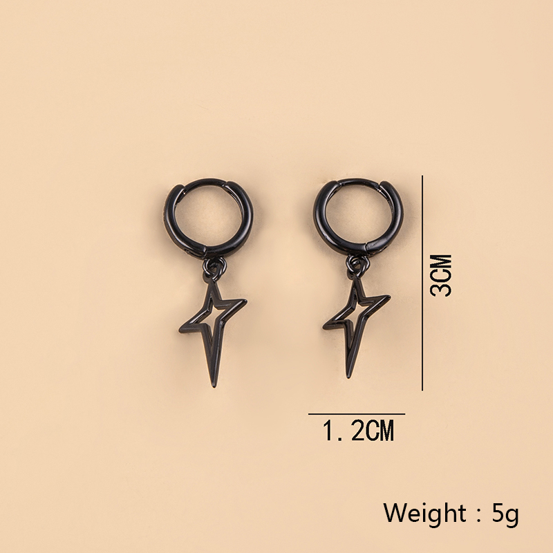 Hip-hop Cross Star Titanium Steel Hollow Out Dangling Earrings 1 Pair display picture 1