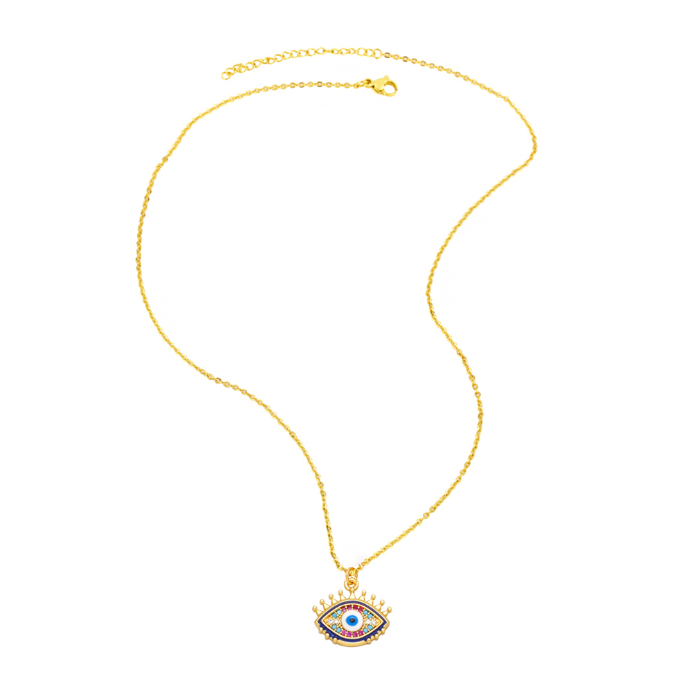 Retro Devil's Eye Moon Copper 18k Gold Plated Gold Plated Zircon Pendant Necklace In Bulk display picture 6