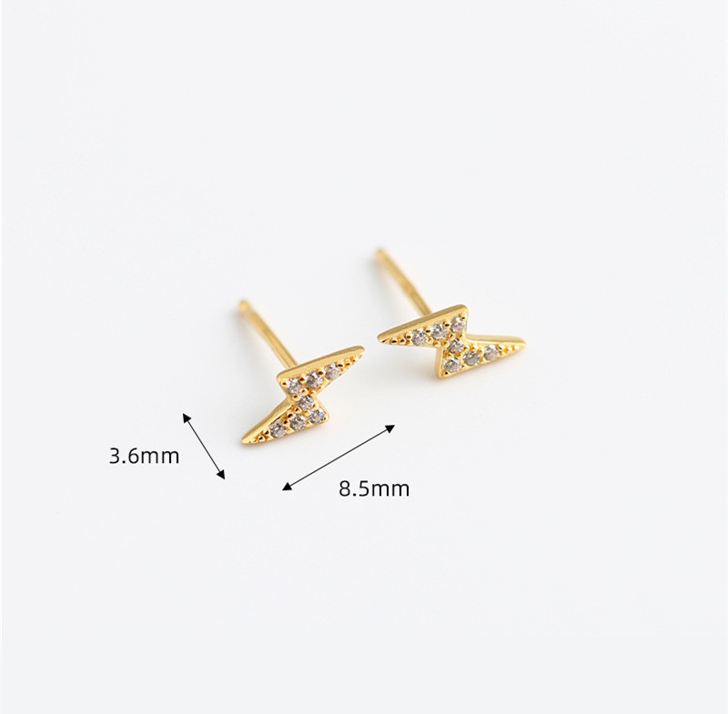 Simple Style Lightning Silver Inlay Zircon Ear Studs 1 Pair display picture 5