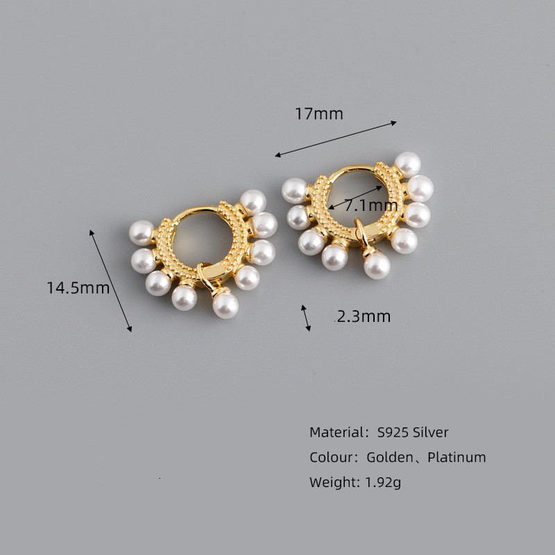 Mode Rond Argent Perles Incrustées Des Boucles D'oreilles 1 Paire display picture 6