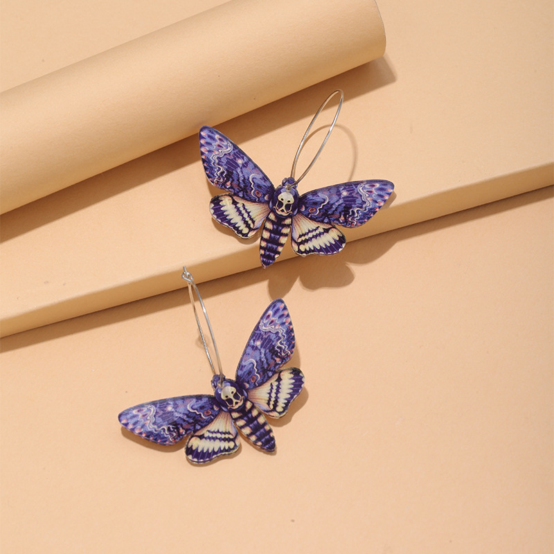 1 Paire Rétro Moth Tridimensionnel Arylique Boucles D'oreilles display picture 1