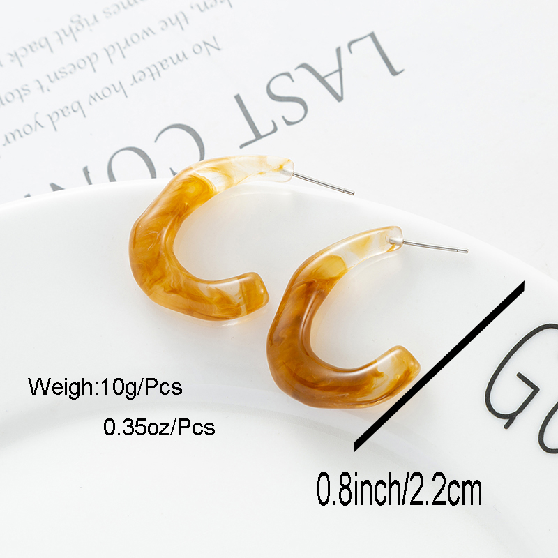 1 Pair Simple Style C Shape Irregular Polishing Resin Ear Studs display picture 2