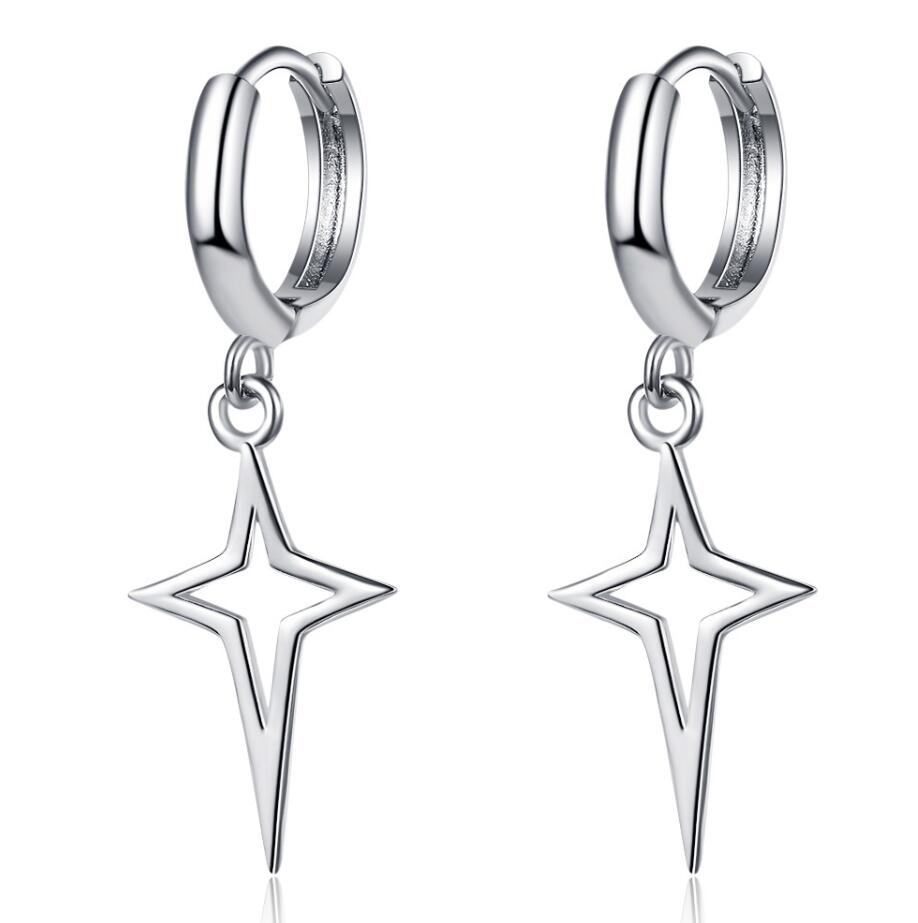 Hip-hop Cross Star Titanium Steel Hollow Out Dangling Earrings 1 Pair display picture 8