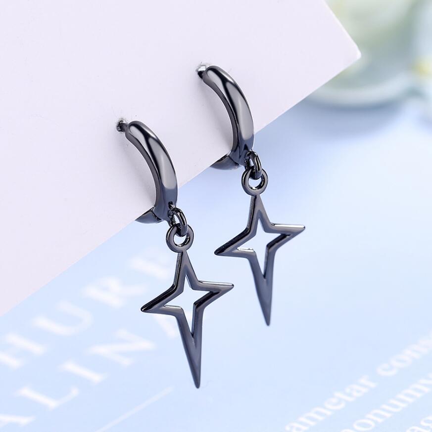 Hip-hop Cross Star Titanium Steel Hollow Out Dangling Earrings 1 Pair display picture 9