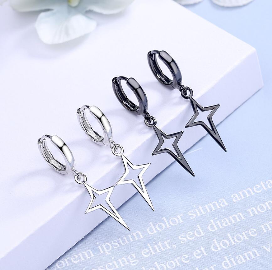 Hip-hop Cross Star Titanium Steel Hollow Out Dangling Earrings 1 Pair display picture 10