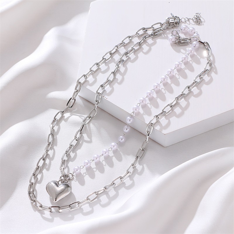 Elegant Heart Shape Imitation Pearl Alloy Women's Necklace 1 Piece display picture 4