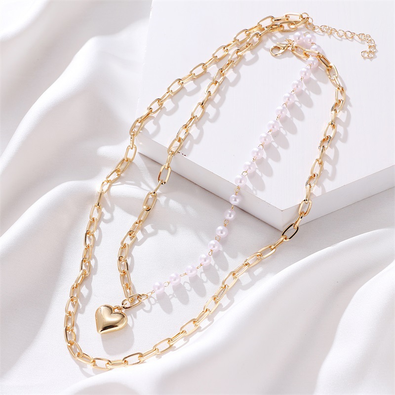 Elegant Heart Shape Imitation Pearl Alloy Women's Necklace 1 Piece display picture 2