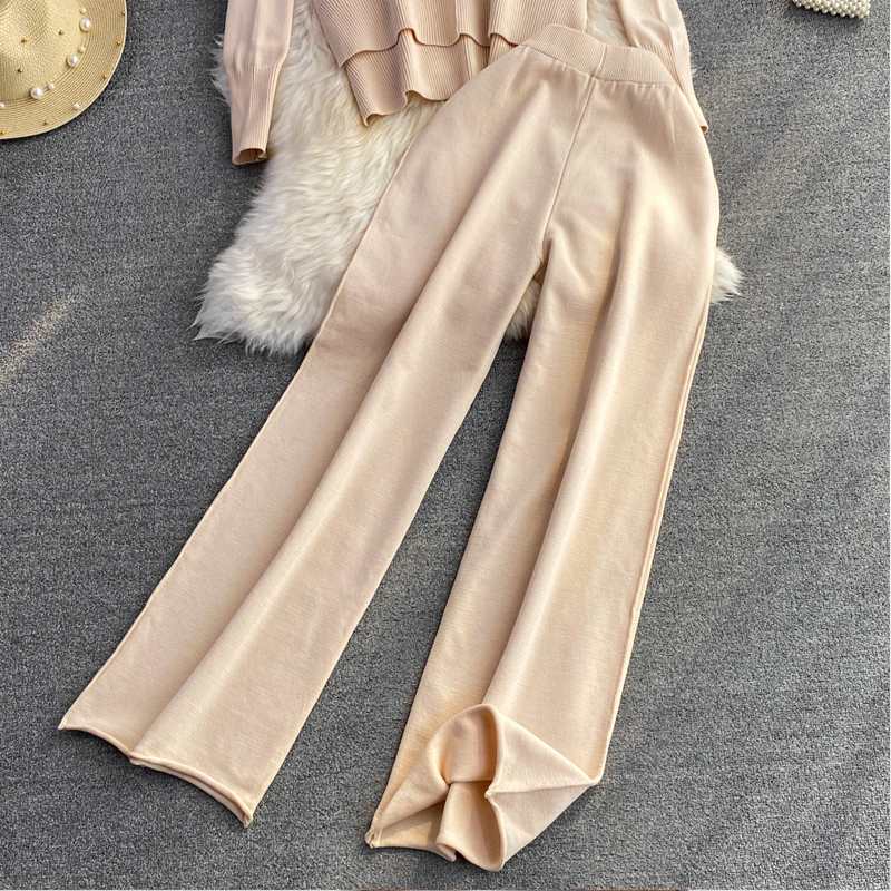 Conjuntos De Pantalones De Punto De Color Liso Informales Para Mujer display picture 4