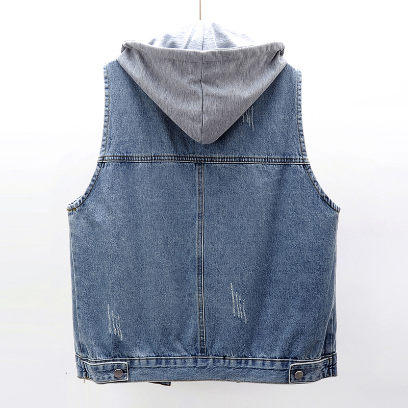 Women's Fashion Geometric Drawstring Single Breasted Vest Denim Jacket display picture 8