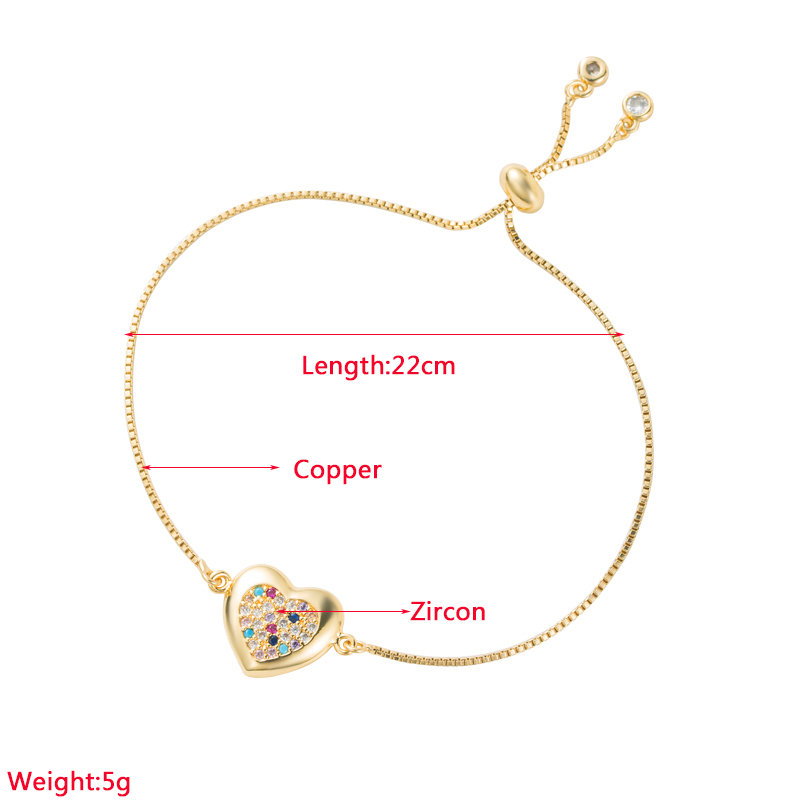 Fashion Peacock Heart Shape Copper Gold Plated Zircon Bracelets 1 Piece display picture 1