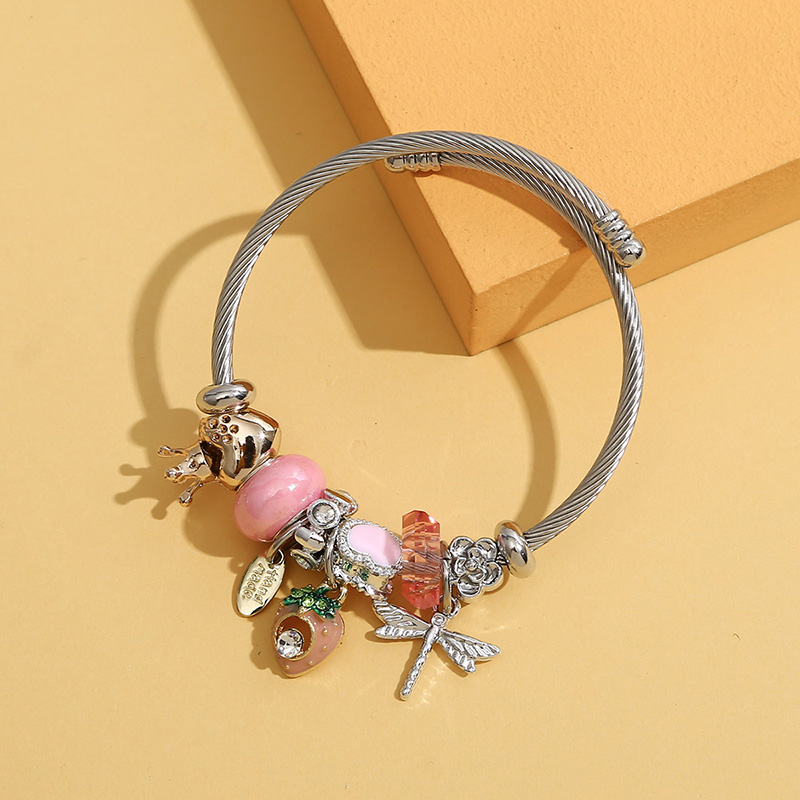 Casual Starfish Cat Butterfly Stainless Steel Inlay Rhinestones Bangle 1 Piece display picture 12