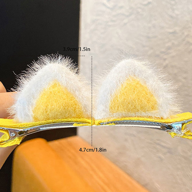 Women's Cute Cat Ears Artificial Wool Cloth Plush Hair Clip display picture 3