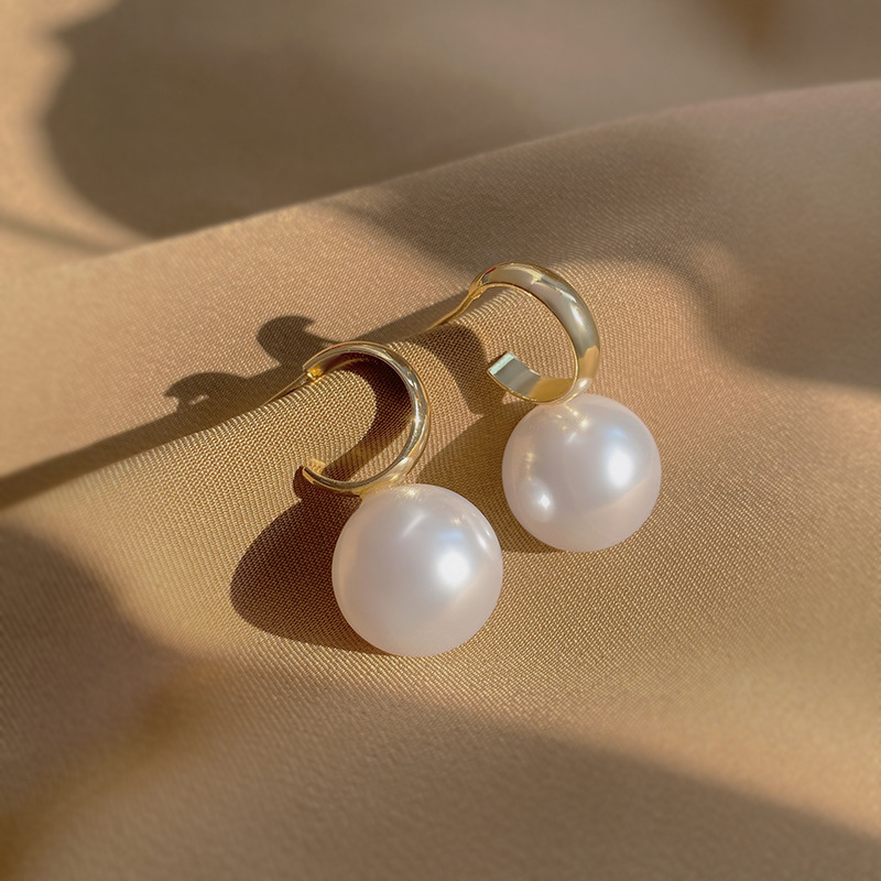 Style Simple Géométrique Alliage Placage Perles Artificielles Femmes Boucles D'oreilles 1 Paire display picture 3