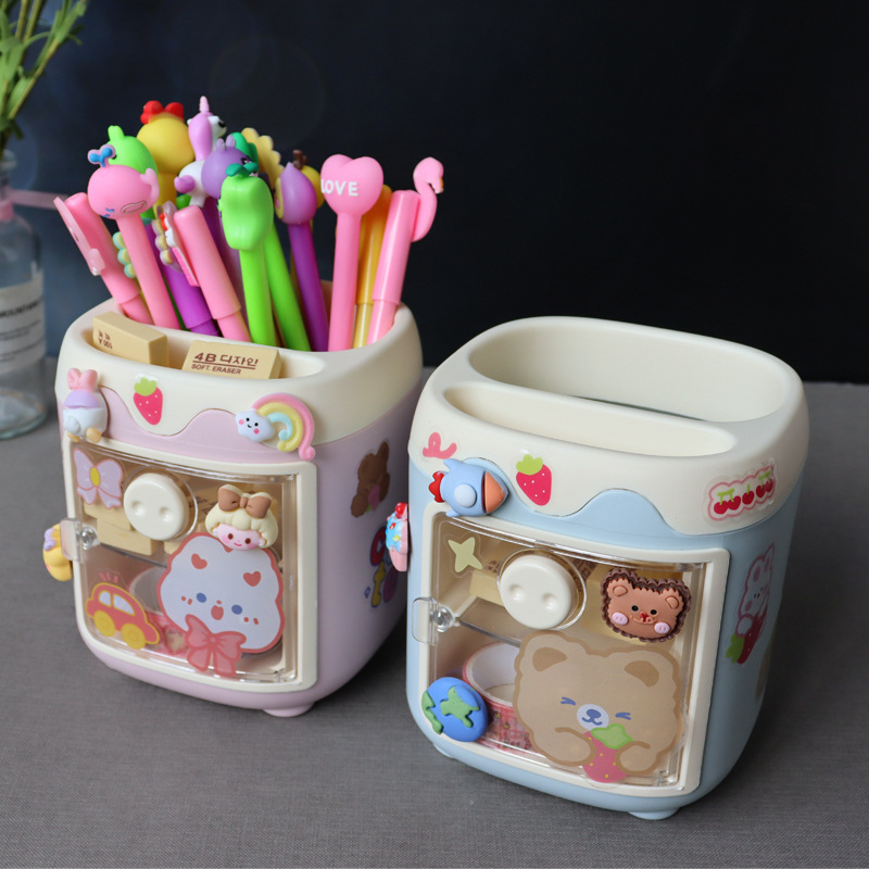 Cute Cartoon Large Capacity Storage Box Student Stationery Pen Holder display picture 3