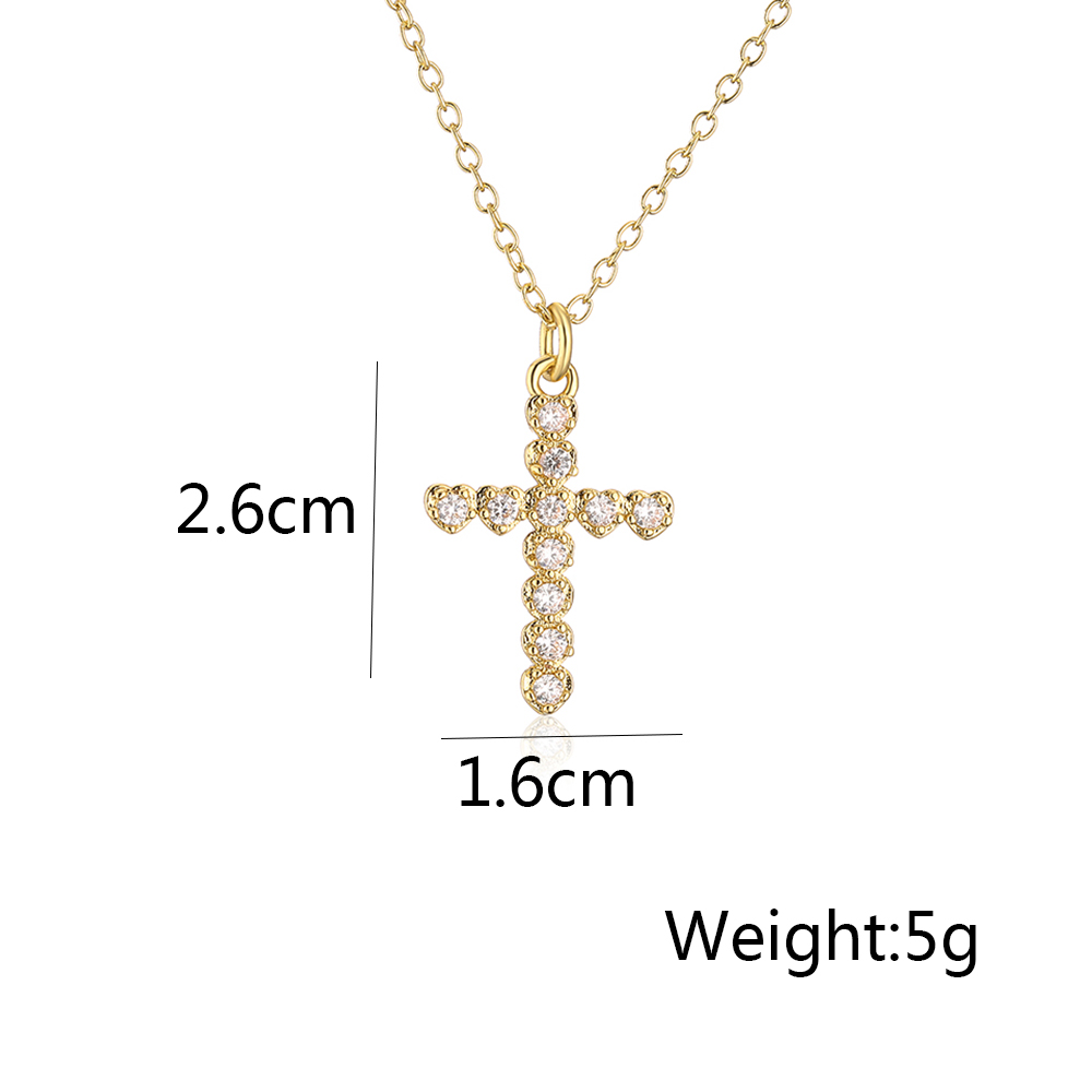 Fashion Cross Copper Gold Plated Zircon Pendant Necklace 1 Piece display picture 5
