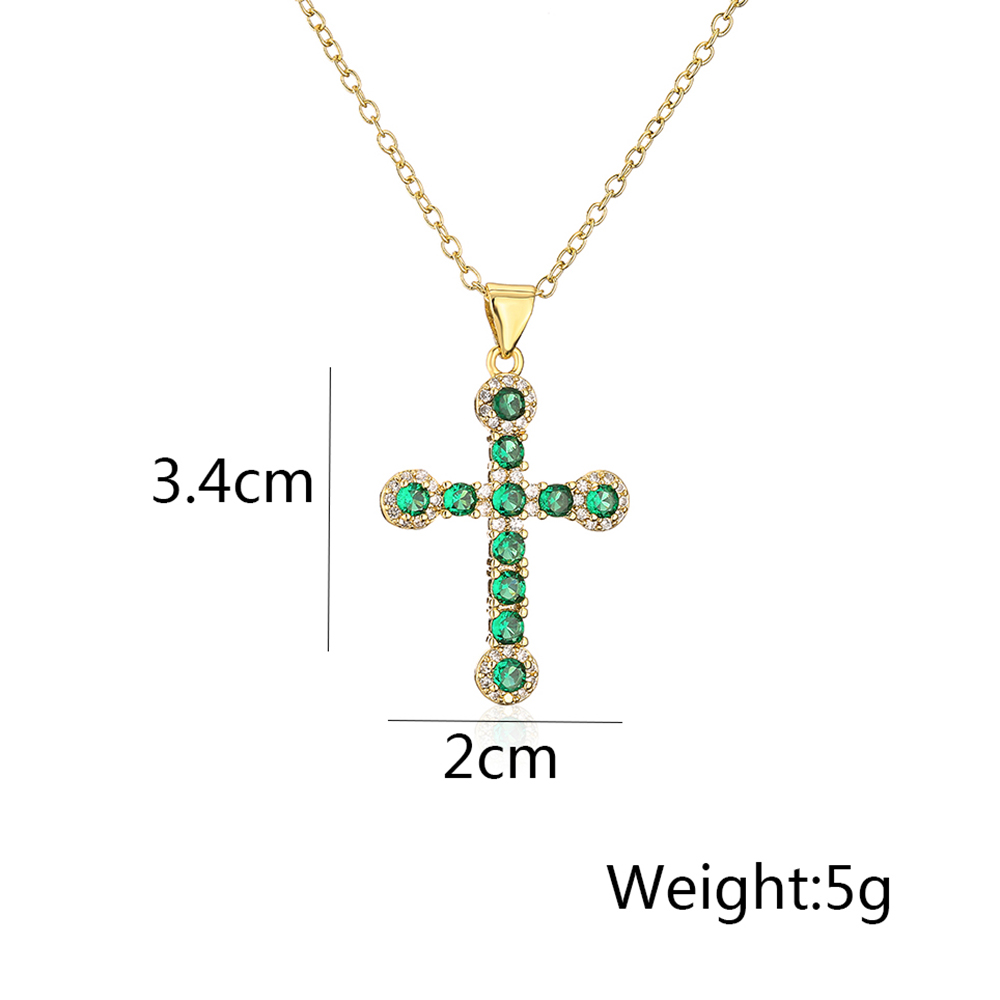 Fashion Cross Copper Gold Plated Zircon Pendant Necklace 1 Piece display picture 6