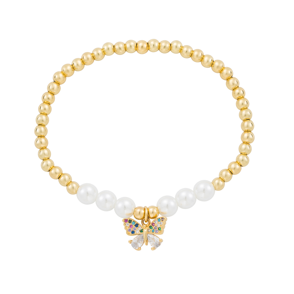 Vintage-stil Auge Tiger Schmetterling Kupfer Vergoldet Künstliche Perlen Zirkon Armbänder 1 Stück display picture 9