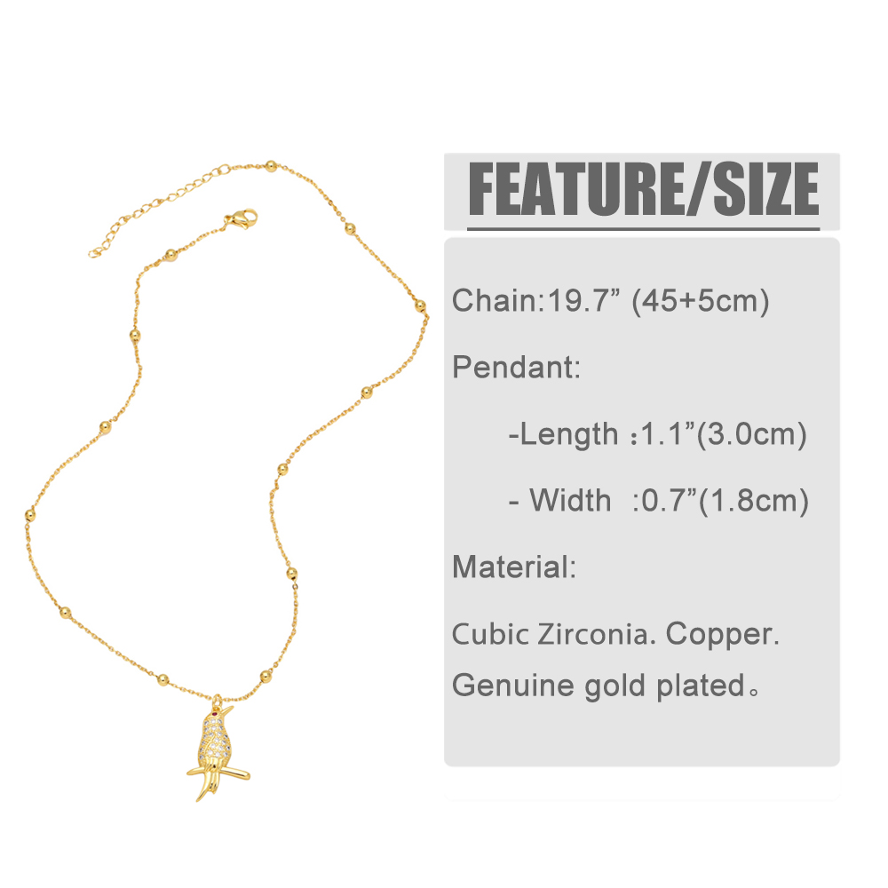 Retro Animal Bird Copper Gold Plated Zircon Pendant Necklace 1 Piece display picture 1