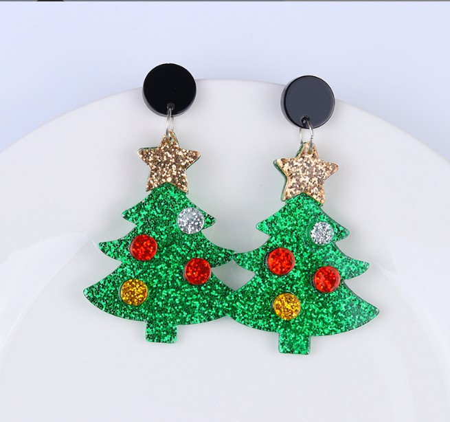 Simple Style Christmas Tree Arylic Stoving Varnish Women's Drop Earrings 1 Pair display picture 3