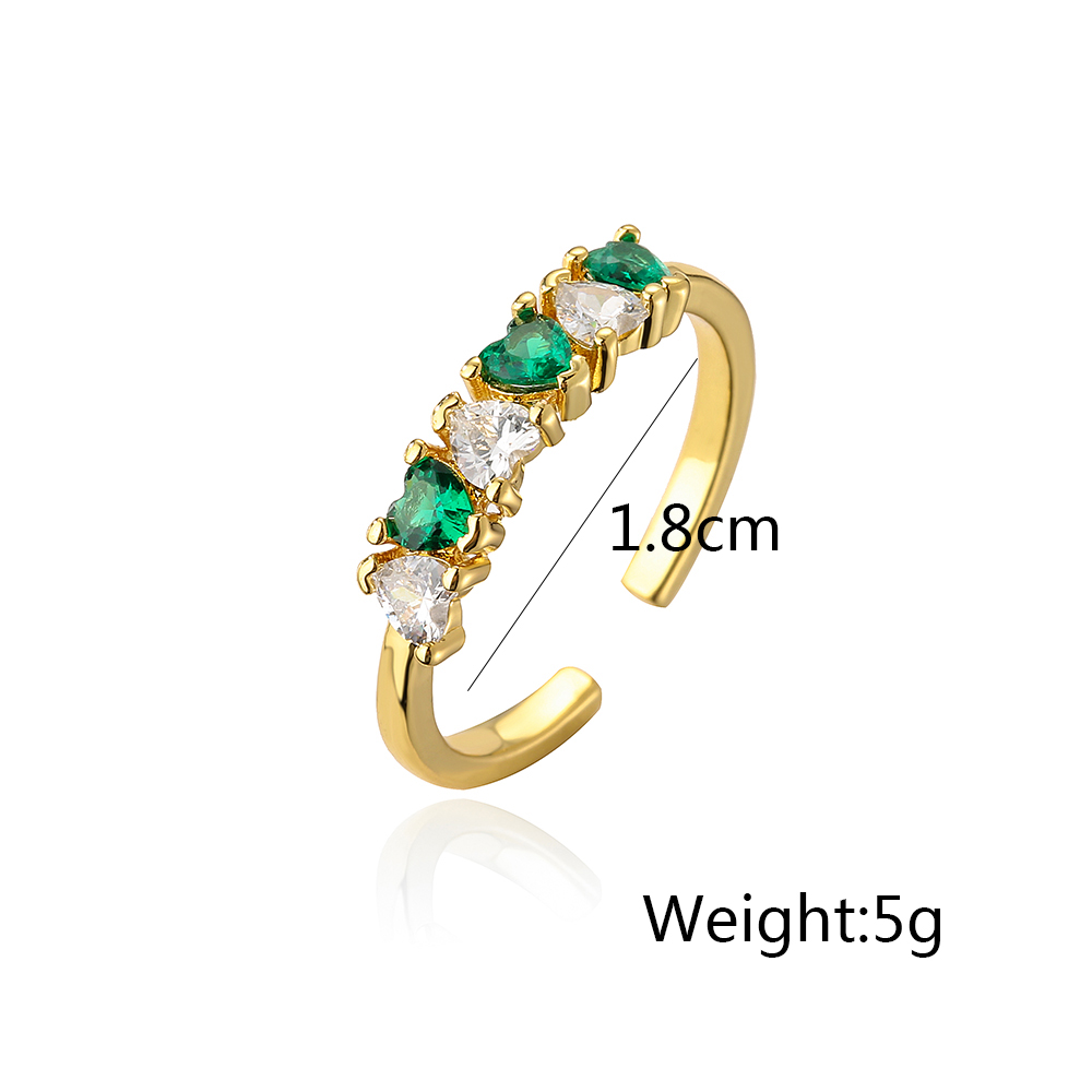 Fashion Heart Shape Copper Gold Plated Zircon Open Ring 1 Piece display picture 5