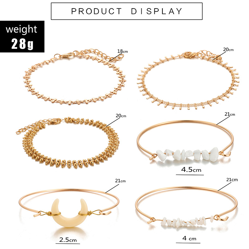 Hip-hop Geometric Moon Alloy Plating Natural Stone Unisex Bracelets 6 Pieces display picture 1