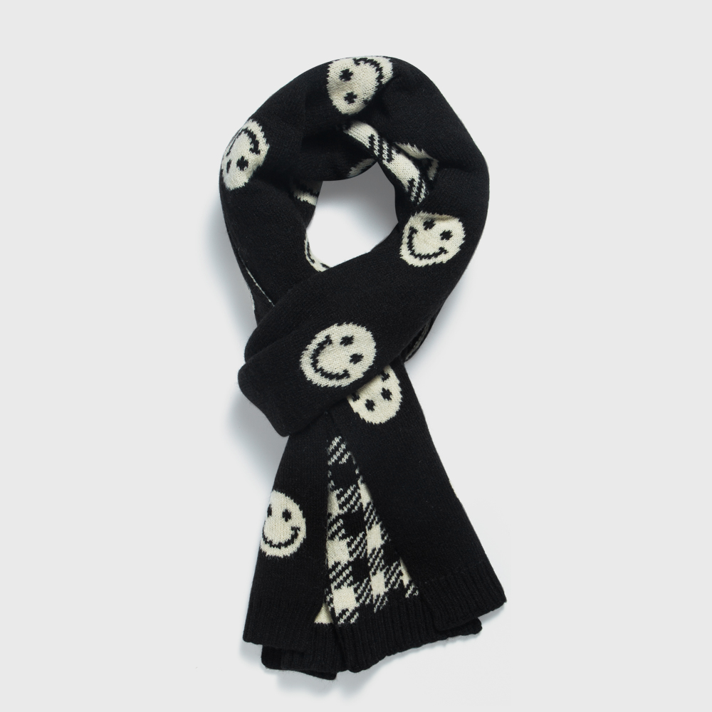 Unisex Fashion Plaid Smiley Face Polyester Warm Knitted Winter Scarves 1 Piece display picture 1