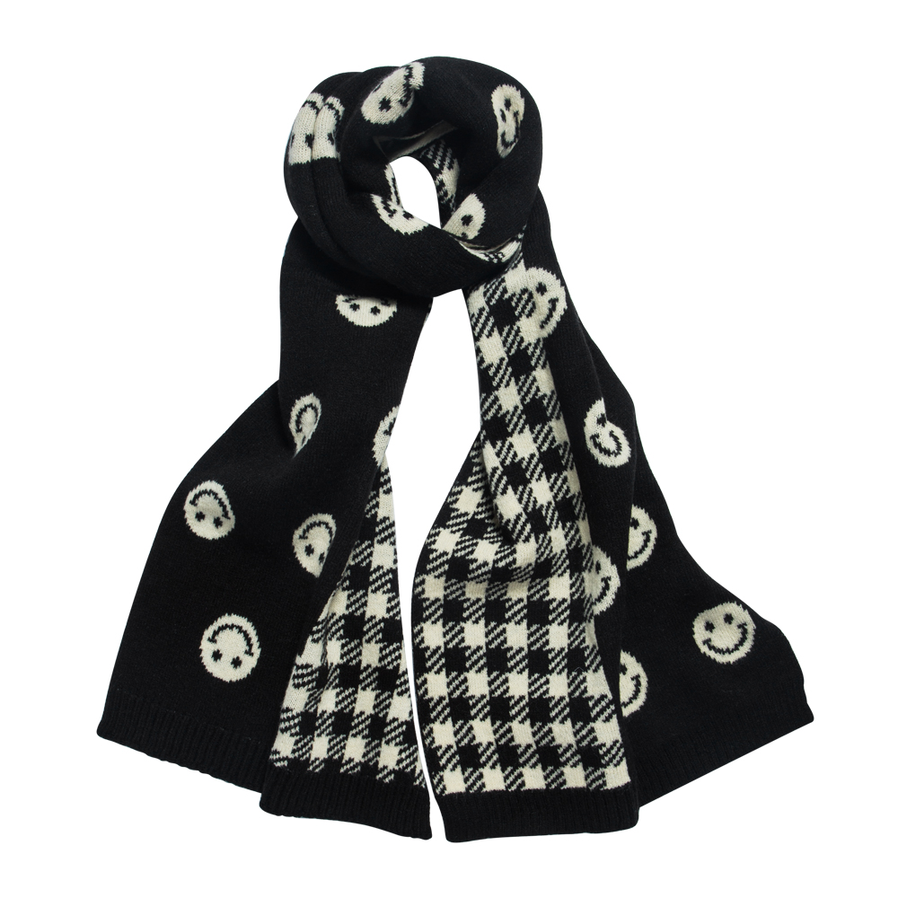 Unisex Fashion Plaid Smiley Face Polyester Warm Knitted Winter Scarves 1 Piece display picture 2