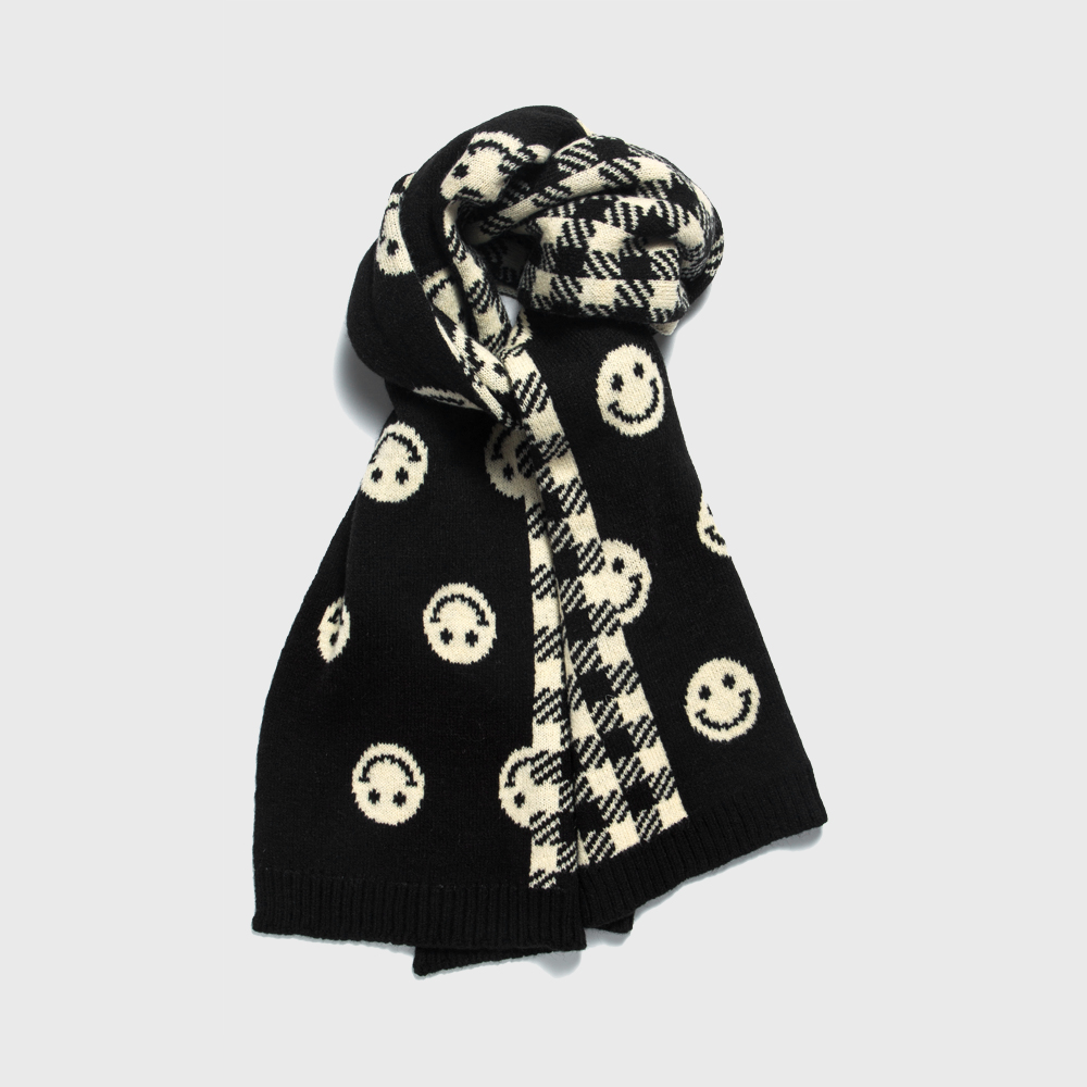 Unisex Fashion Plaid Smiley Face Polyester Warm Knitted Winter Scarves 1 Piece display picture 4