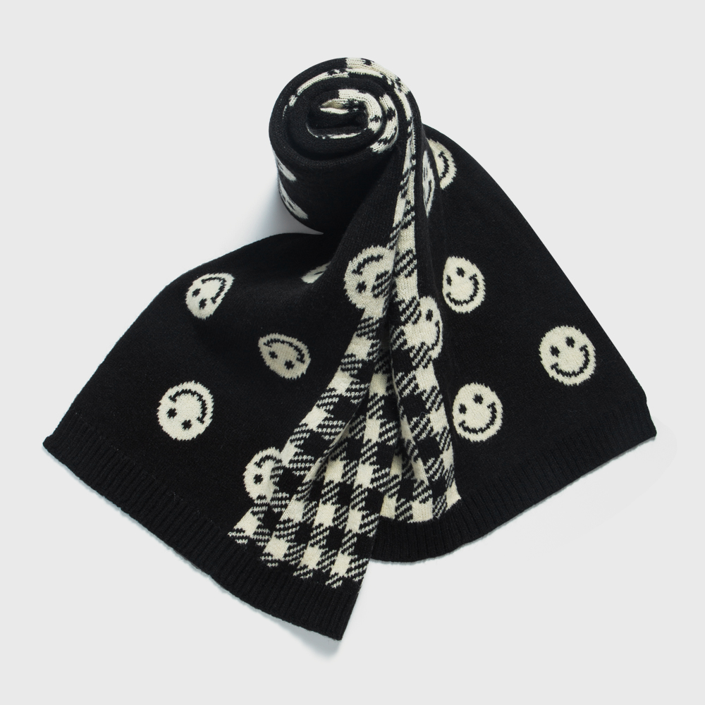Unisex Fashion Plaid Smiley Face Polyester Warm Knitted Winter Scarves 1 Piece display picture 5