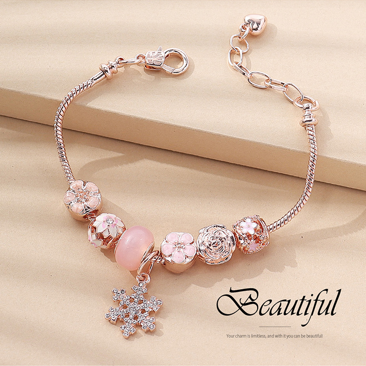 Fashion Snowflake Alloy Copper Beaded Inlay Artificial Rhinestones Women's Bracelets 1 Piece display picture 1