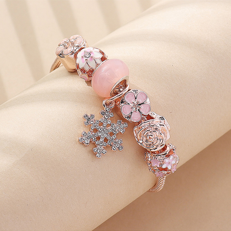 Fashion Snowflake Alloy Copper Beaded Inlay Artificial Rhinestones Women's Bracelets 1 Piece display picture 2