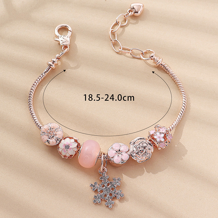 Fashion Snowflake Alloy Copper Beaded Inlay Artificial Rhinestones Women's Bracelets 1 Piece display picture 3