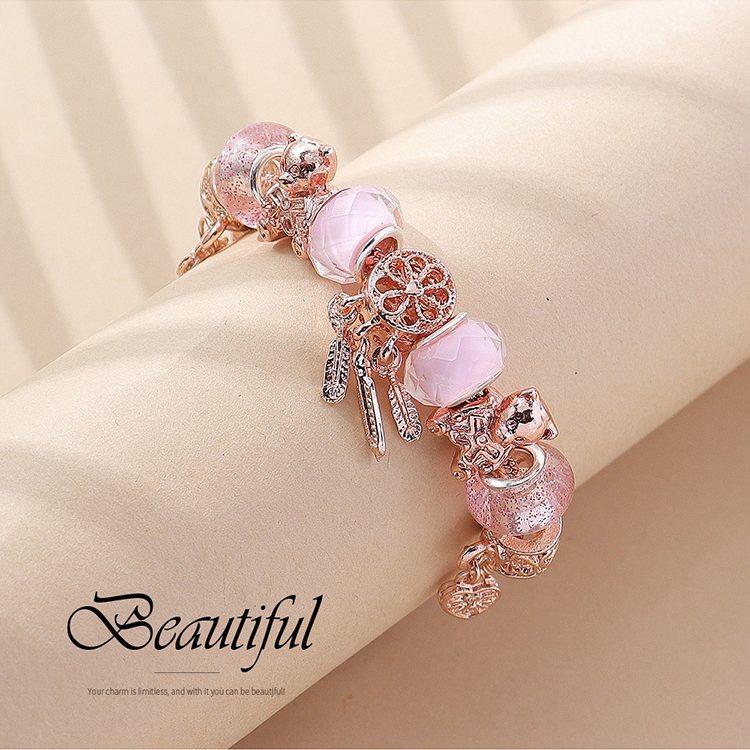 Fashion Bear Alloy Copper Beaded Inlay Glass Women's Bracelets 1 Piece display picture 1